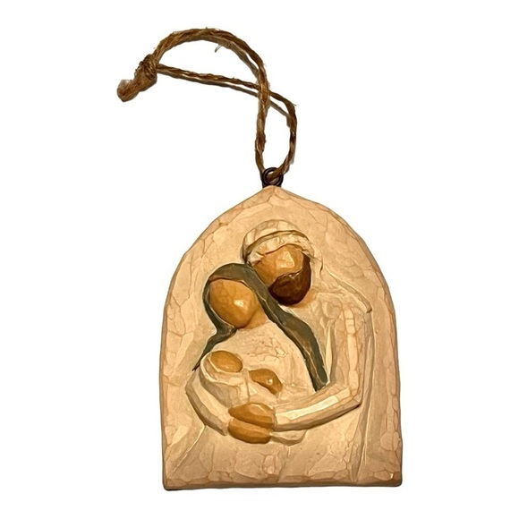 Willow Tree Other - Willow tree Holy Family resin wood ornament A child is born arched scene twine